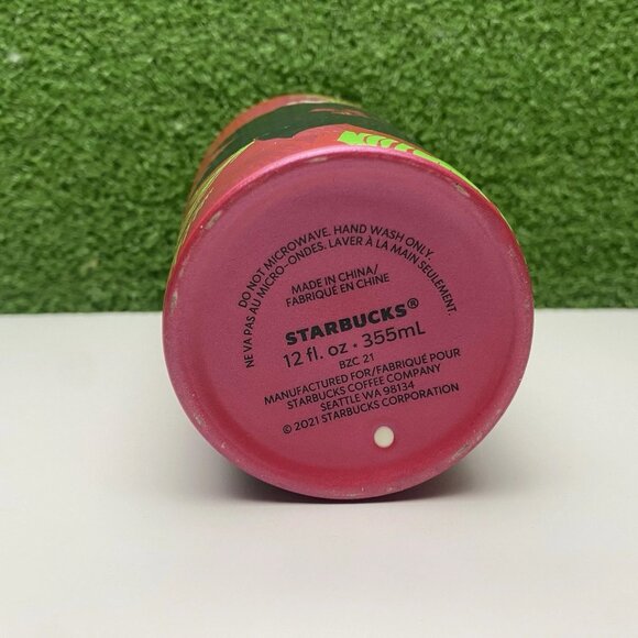 Starbucks Holiday Poinsettia Ceramic Red Tumbler Travel Mug 10 Oz 2021 - Picture 6 of 6